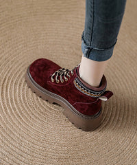 Red Platform Suede Fine Splicing Ankle Boots Lace Up