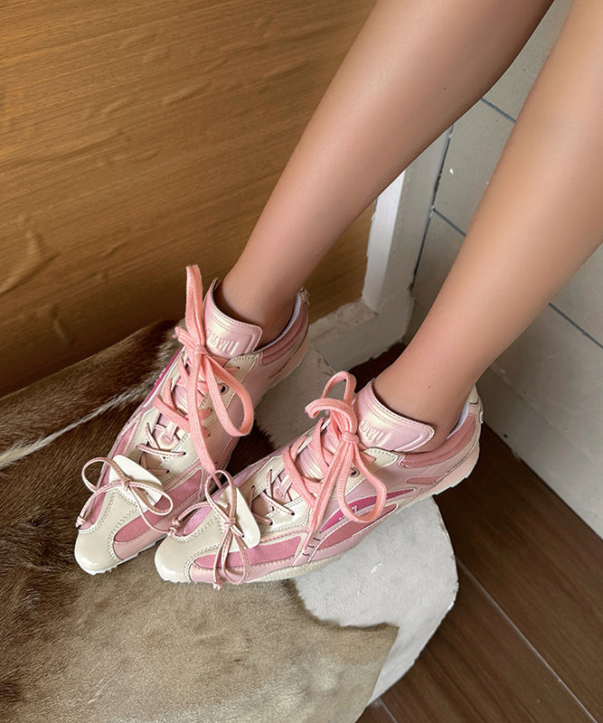 Silver Faux Leather Lace Up Splicing Sport Shoes Pointed Toe