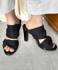 Stylish Apricot High Heels Slide Sandals Peep Toe