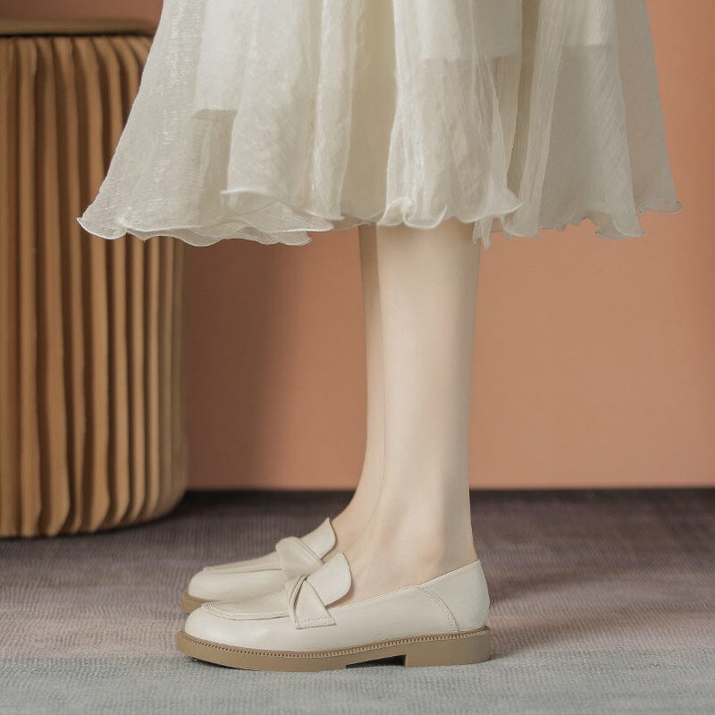 Autumn Soft Solid Leather Casual Flat Loafers