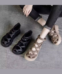 Summer Black Hollow Out Roman Sandals
