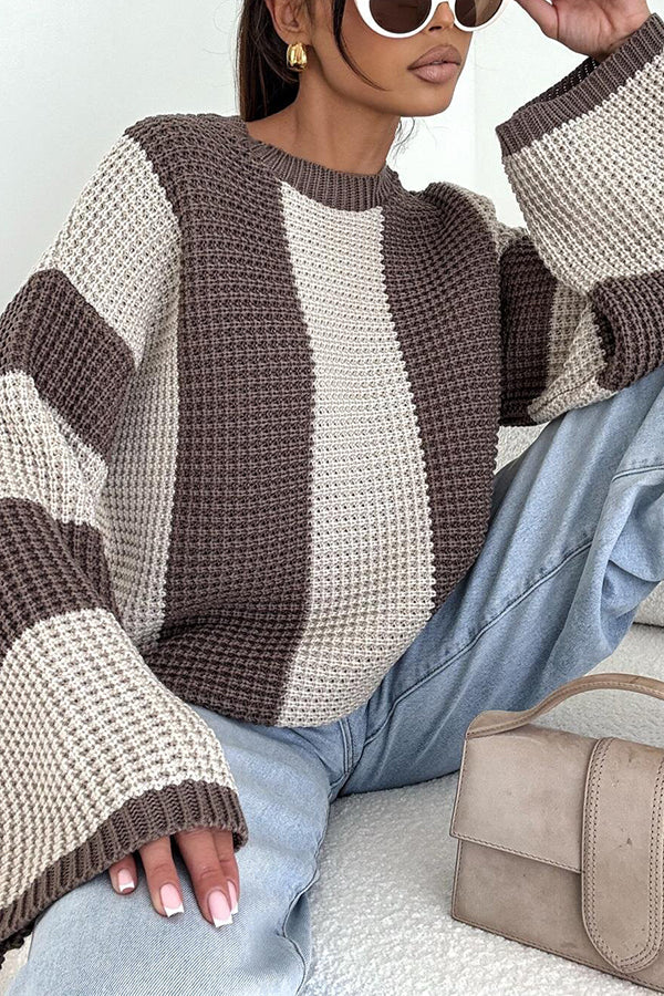 Colorblock Loose Long-sleeved Casual Knitted Sweater