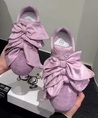 Casual Bow Splicing Flat Shoes For Apricot Suede