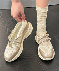 Silver Bow Cross Strap Splicing Stylish Platform Flats