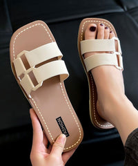 Versatile Khaki Flat Soft Slippers Peep Toe