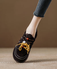 Red Lace Up Platform Suede Casual Splicing Flats