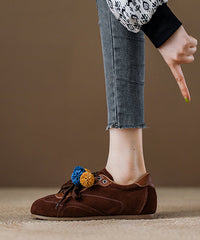 Suede Lace Up Splicing Chic Red Flat Shoes