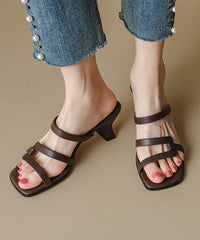 Red Chunky Sheepskin Stylish Splicing Slide Sandals Peep Toe