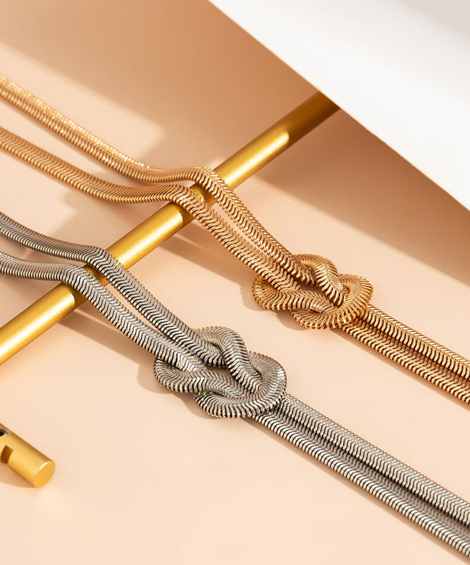 Gold Sterling Silver Flat Snake Shaped Tassel Necklace