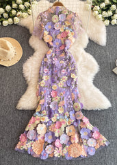 Rose O-Neck Flattering Tulle Maxi Dresses Summer