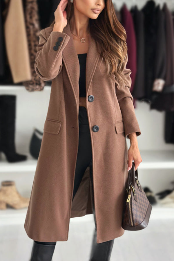 Casual Lapel Long Sleeve Single Breasted Loose Coat