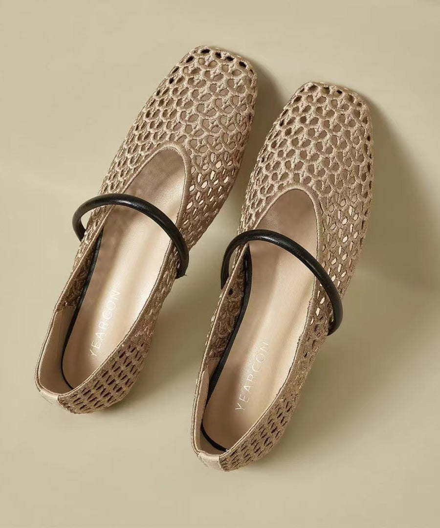 Gold Flat Bottomed Mesh Sandals