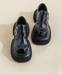 Red Loafer Shoes Platform Faux Leather