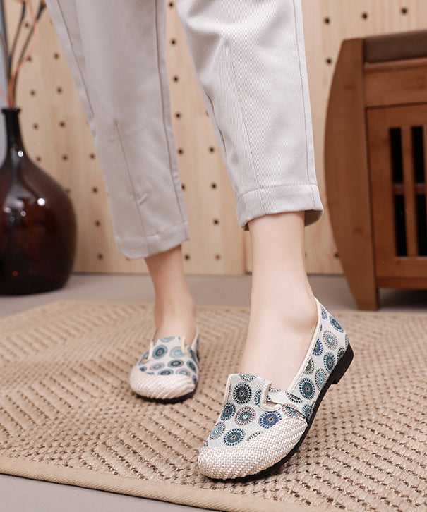 Comfy Blue Flat Shoes For Print Splicing Flat Feet Shoes