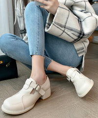 Black Cowhide Leather Loafer Shoes Splicing Buckle Strap