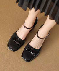 Splicing Buckle Strap Chunky Heel Sandals Brown Suede