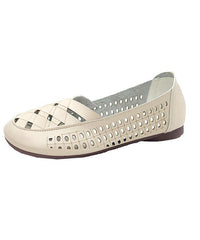 Elegant Hollow Out Flats Black Faux Leather