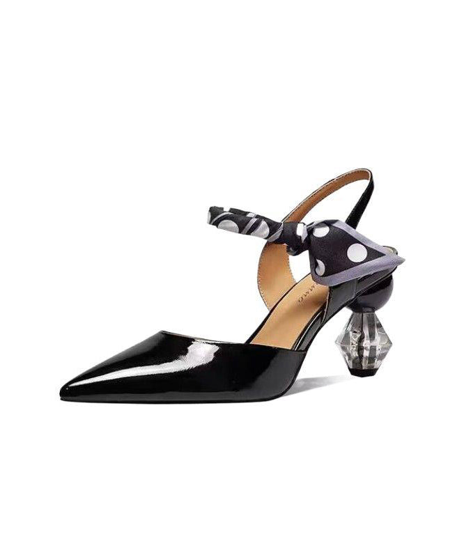 Chic Splicing High Heel Sandals Yellow Faux Leather Pointed Toe