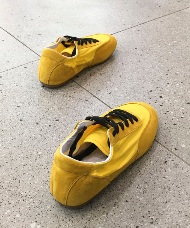 Casual Comfy Red Lace Up Splicing Suede Flat Shoes