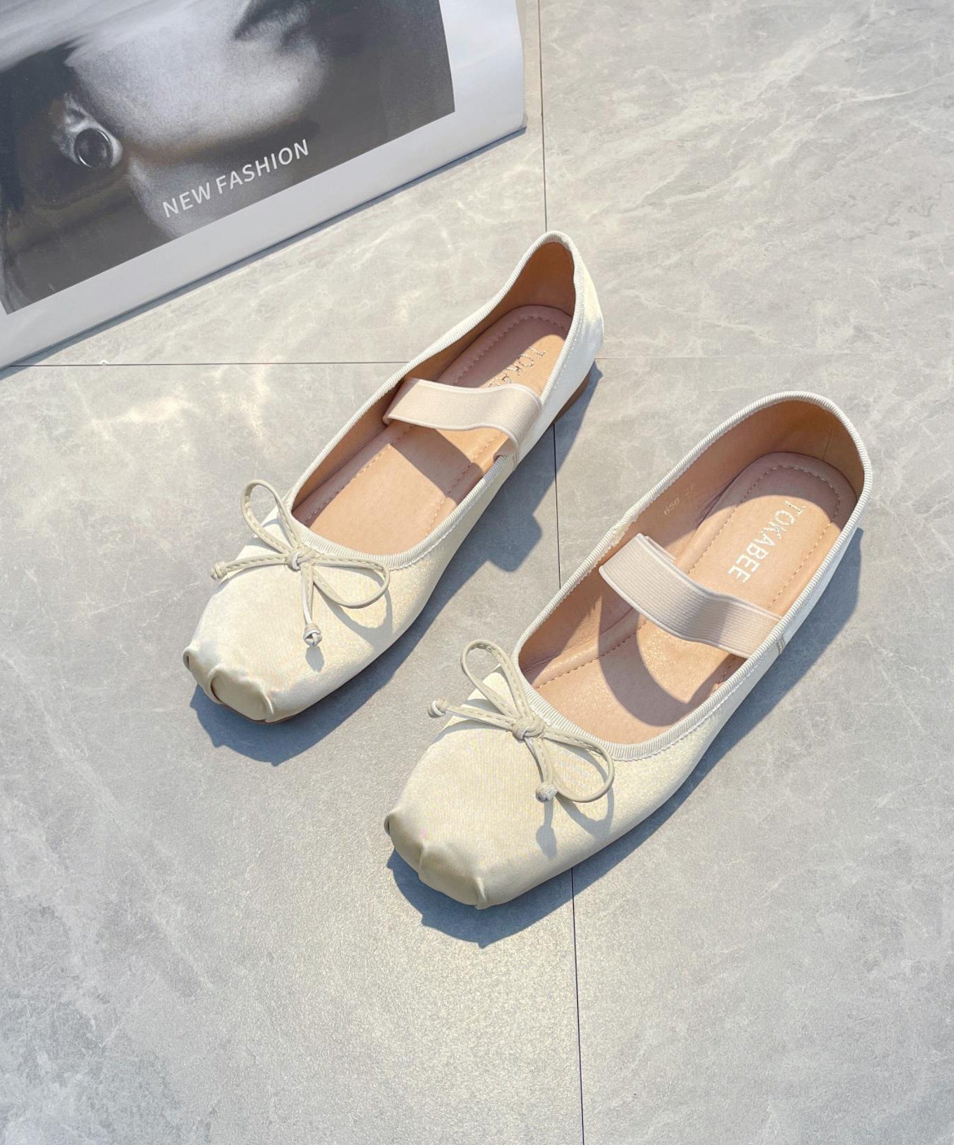 Comfy Soft Splicing Bow Flat Feet Shoes Blue Satin