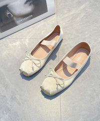 Comfy Soft Splicing Bow Flat Feet Shoes Blue Satin