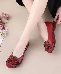 Red Flat Shoes For Comfortable Splicing Floral