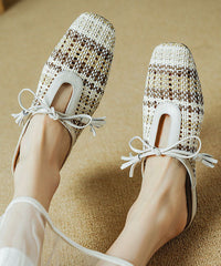 Minimally Casual Beige Breathable Slide Sandals Splicing Lace Up