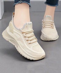 Pink Lace Up Splicing Breathable Mesh Flat Sport Shoes