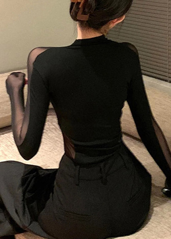 Original Design Black Flattering Tulle Tops Spring