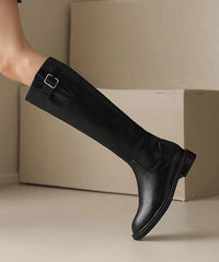 Brown Splicing Chunky Knee Boots