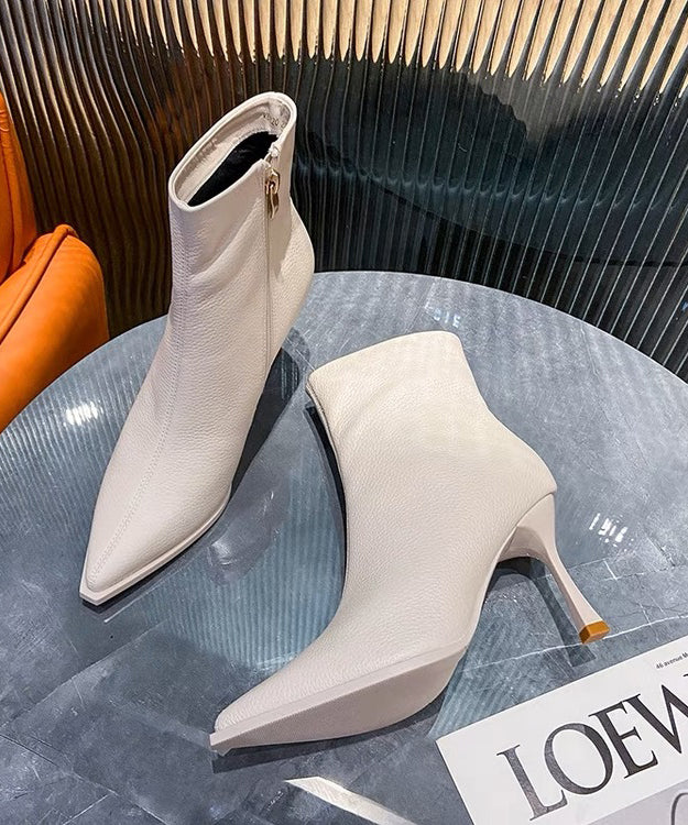 Rose Boots Stiletto Sheepskin Splicing Zippered Pointed Toe