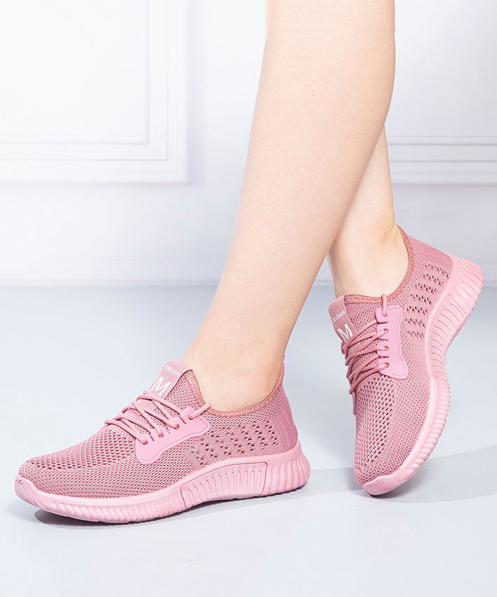 Black Hollow Out Breathable Mesh Splicing Flats