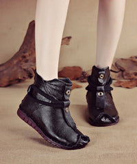 Handmade Comfortable Cowhide Leather Splicing Brown Boots