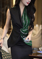 Colorblock V Neck Striped Patchwork Flattering Shirt Sleeveless