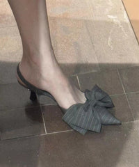 Classy Grey High Heel Sandals Splicing Bow Pointed Toe