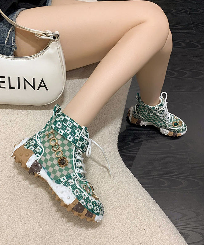 Stylish Green Breathable Mesh Splicing Zircon Flat Feet Shoes