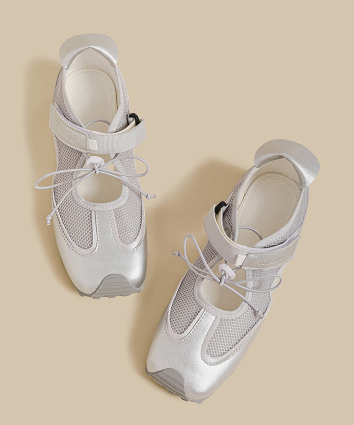 Purple Hollow Out Splicing Flat Shoes For Women