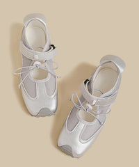 Purple Hollow Out Splicing Flat Shoes For Women