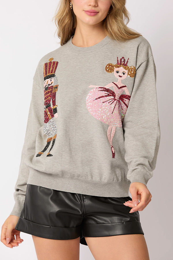 Christmas Soldier Sequined Casual Sweatshirt