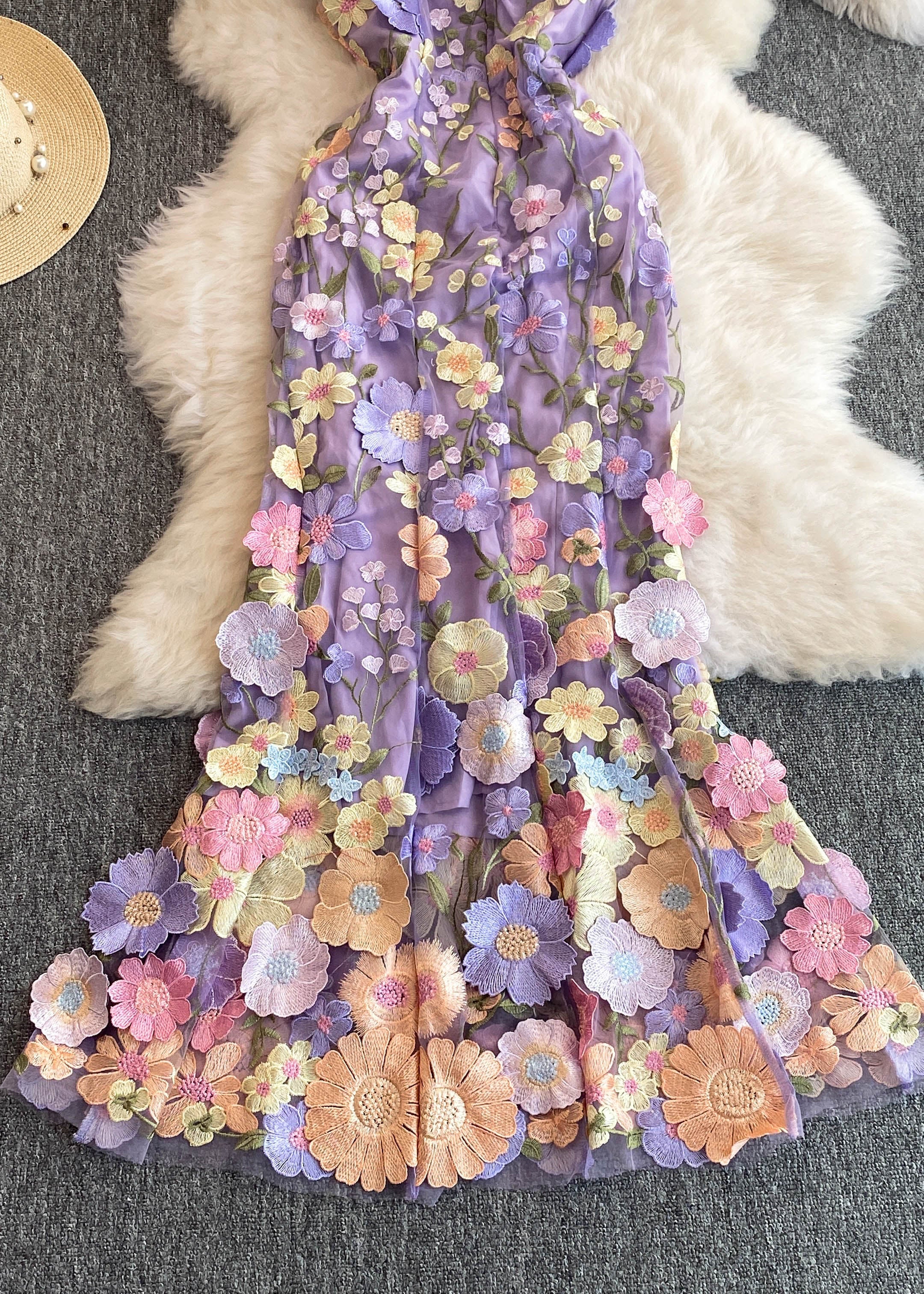 Rose O-Neck Flattering Tulle Maxi Dresses Summer