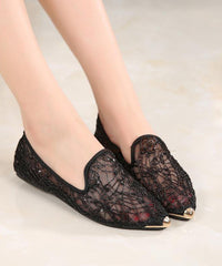 Blue Breathable Hollow out Flat Shoes Pointed Toe