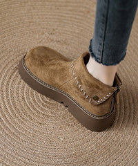 Simple Camel Suede Zippered Splicing Ankle Boots