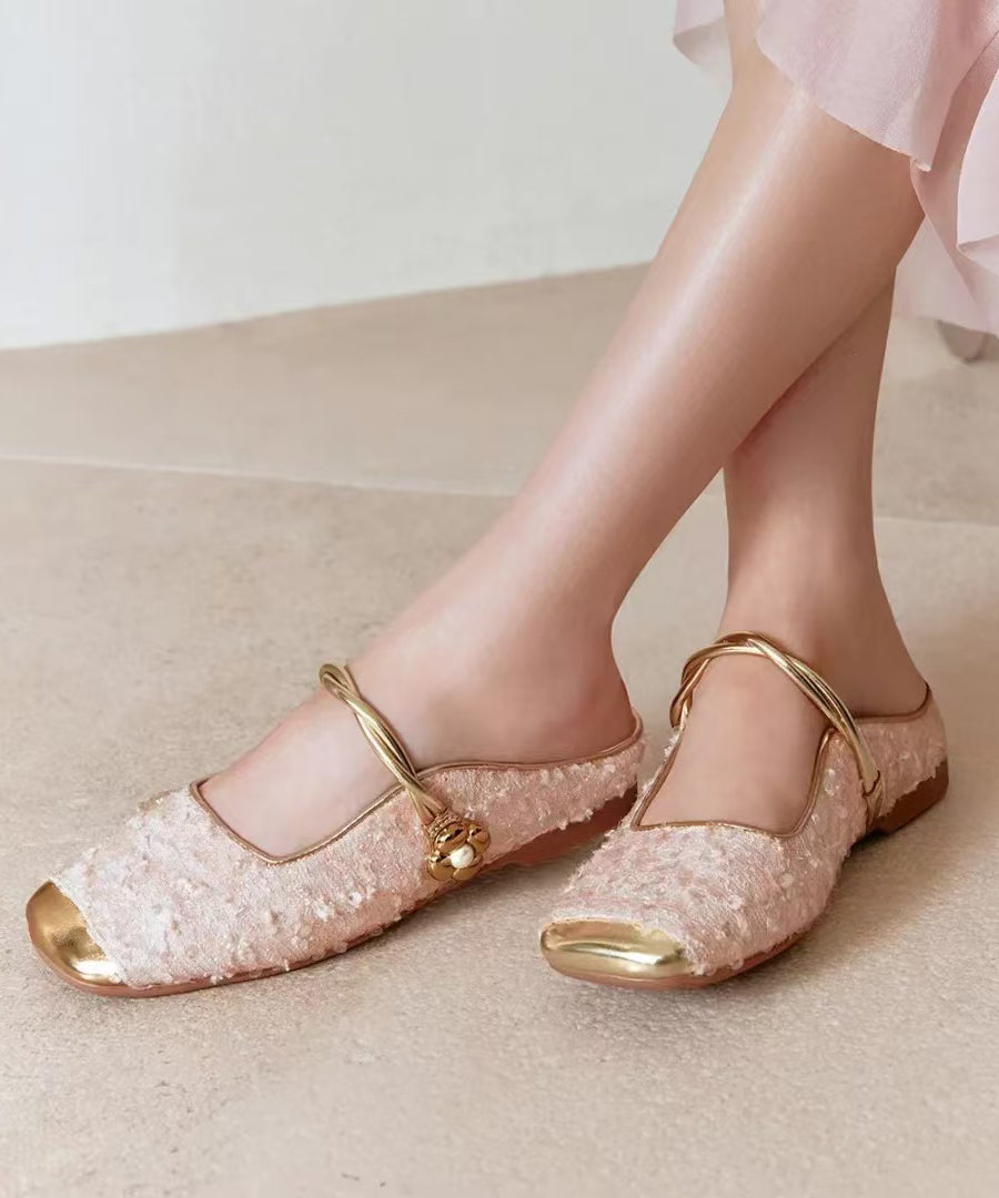 Pink Sequins Splicing French Slide Sandals