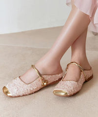 Pink Sequins Splicing French Fashion Slide Sandals