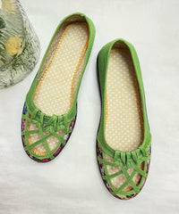 Green Comfortable Splicing Flat Shoes Hollow Out