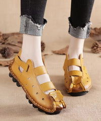Comfortable Yellow Flat Sandals Splicing Hollow Out