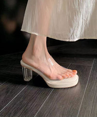 Apricot Clear Chunky Heel Slide Sandals