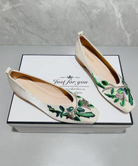 Comfortable Light Green Flat Feet Shoes Splicing Embroidered