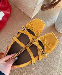 Casual Comfy Cross Strap Bow Splicing Wedge Heel Shoes Red Suede