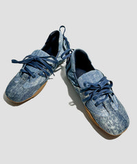 Stylish Blue Lace Up Splicing Denim Flat Feet Shoes